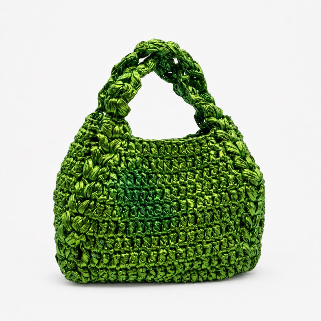 Borsa verde intrecciata intera