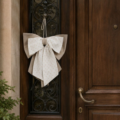 Fiocco nascita Luna a Pois appeso alla porta in stile elegante e delicato