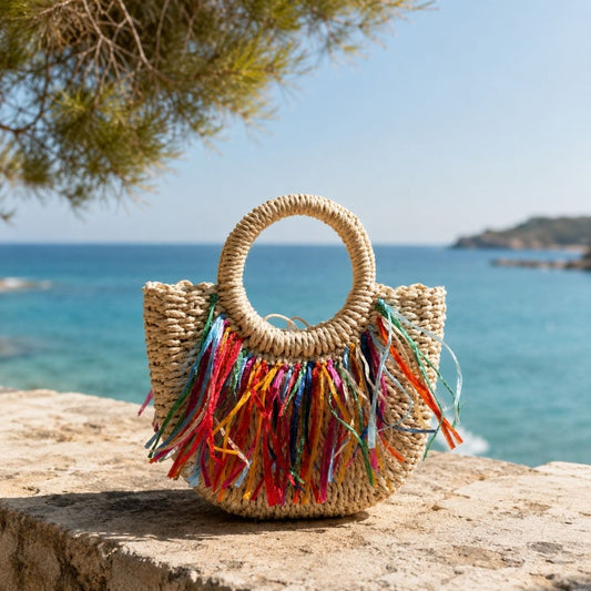 Borsa artigianale Picciridda ambientata sul mare in stile estivo mediterraneo