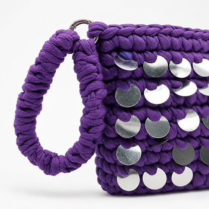 Pochette Minuta viola con dettagli argento dettaglio